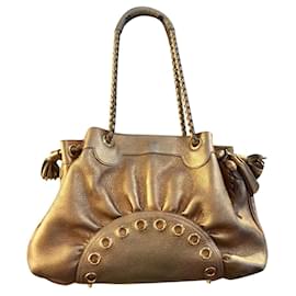 Anya Hindmarch-Anya Hindmarch golden shoulderbag with tassle and charms-Golden