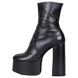 Saint Laurent-HIGH HEELED PLATFORM ANKLE BOOTS-Black