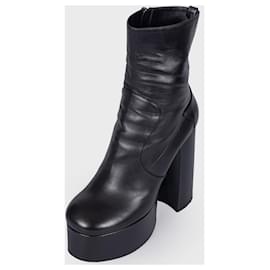 Saint Laurent-HIGH HEELED PLATFORM ANKLE BOOTS-Black