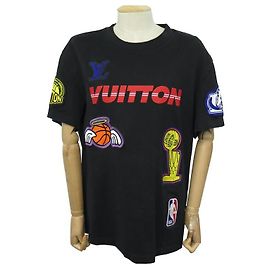 NEUF TSHIRT LOUIS VUITTON MULTI LOGO NBA 1A8XEB T 38 M COTON NOIR BASKET BALL Noir