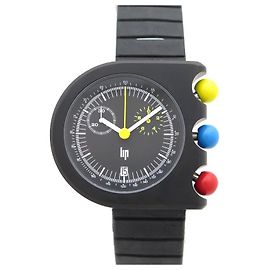 NEUF MONTRE LIP MACH 2000 42MM CHRONOGRAPH QUARTZ ACIER BROSSE NEW WATCH Noir