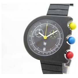 Lip-NEW LIP MACH WATCH 2000 42MM CHRONOGRAPH QUARTZ BRUSHED STEEL NEW WATCH-Black