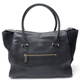 SMYTHSON CABAS ELIOT HANDBAG IN BLACK GRAIN LEATHER LEATHER TOTE HAND BAG Black
