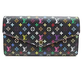 NEW LOUIS VUITTON SARAH MULTICOLOUR MONOGRAM CANVAS WALLET MURAKAMI WALLET Black