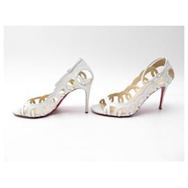 Christian Louboutin-CHRISTIAN LOUBOUTIN SHOES SANDALS WITH HEELS 38 WHITE LEATHER SHOES-White