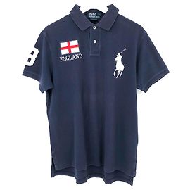 Polo Ralph Lauren England in cotone blu navy con logo piccolo Blu