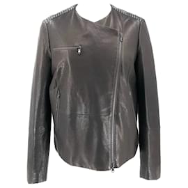 Brunello Cucinelli-Brunello Cucinelli leather jacket in black with sequin shoulders-Black