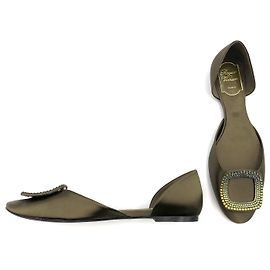 Ballerine Roger Vivier in seta verde e cristalli Verde