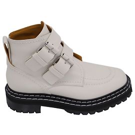 Proenza Schouler Botas Proenza Schoule Lug Sole Fivela em couro de bezerro branco Couro Branco Cru