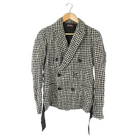 *[Used] UNDERCOVER Tailored Jacket Gingham Plaid lined Total Lining 1 black White Black White