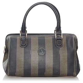 Fendi-Sac Boston Fendi Pequin Boston-Marron,Noir,Marron foncé