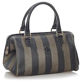 Fendi-Sac Boston Fendi Pequin Boston-Marron,Noir,Marron foncé