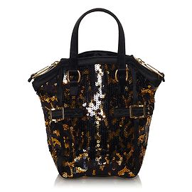 Yves Saint Laurent Sac à main noir à sequins YSL Downtown Marron Noir