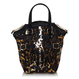 Yves Saint Laurent YSL Black Downtown Sequin Handbag Brown Black