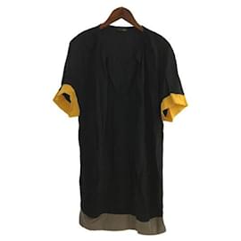 Fendi-**[Occasion] FENDI Soie / Robe à manches courtes / 38 / BLK / Noir x Jaune x Gris / Col V / Manche bandeau-Noir