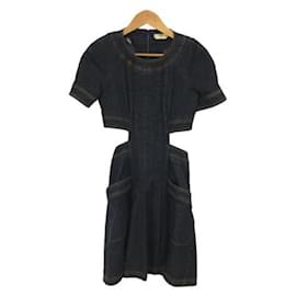 Fendi-**[Occasion] Robe manches courtes FENDI / 38 / denim / IDG / denim découpé-Bleu