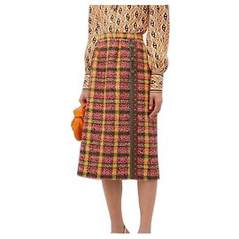 Cruzeiro Gucci 2020 Saia de tweed xadrez com recorte de seda Multicor