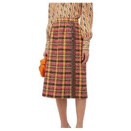 Gucci-Gucci Cruise 2020 Silk Trimmed Check Tweed Skirt-Multiple colors