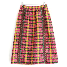 Gucci-Gucci Cruise 2020 Silk Trimmed Check Tweed Skirt-Multiple colors