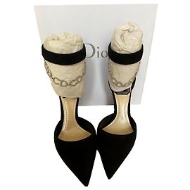 Christian Dior Escarpins noirs dior en veau velours Noir