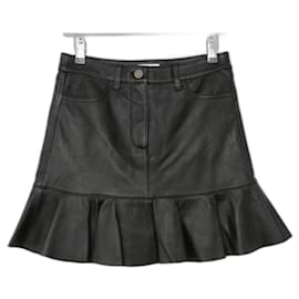 Michael Kors-Michael by Michael Kors Leather Mini Skirt-Black