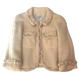 Chanel-Chaqueta Chanel en lana beige-Beige