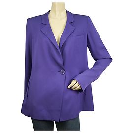 Armani Collezioni Purple Silk Single Button Front Long Blazer Jacket size 44 Purple