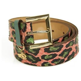 Dsquared2 Woman's Pink Green Leopard Pattern Leather Belt size M w. charm Multiple colors