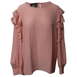 Autre Marque-Blusa de seda rosa con detalle de volantes de Boutique Moschino-Rosa