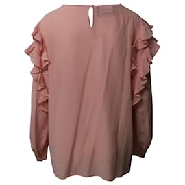 Autre Marque-Boutique Moschino Ruffled Detail Blouse in Pink Silk-Pink