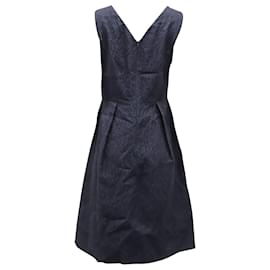 Max Mara-Max Mara Robe plissée en jacquard Varallo en acétate bleu-Bleu Marine