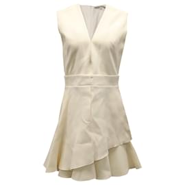 Victoria Beckham-Victoria Beckham Ärmelloses Kleid mit V-Ausschnitt aus cremefarbener Wolle-Weiß,Roh