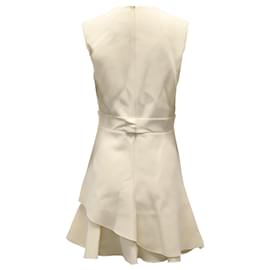 Victoria Beckham-Victoria Beckham Ärmelloses Kleid mit V-Ausschnitt aus cremefarbener Wolle-Weiß,Roh