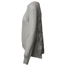 Erdem-Erdem Knit Longsleeve Blouse with Back Lace Detail in White Silk-White