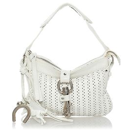 Chloé Bolsa de ombro de couro perfurado Chloe White Kerala Branco