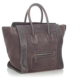Céline-Celine Brown Mini Luggage Leather Tote Bag-Brown,Dark brown