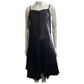 Diesel black leather dress with asymmetric hem Black