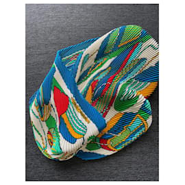 Hermès-Sciarpa Hermes in seta plissettata-Multicolore