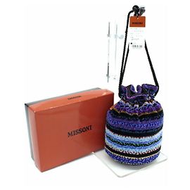 *[Used] MISSONI Stricia round bottom drawstring pouch ◆ Multicolor / pile fabric Multiple colors
