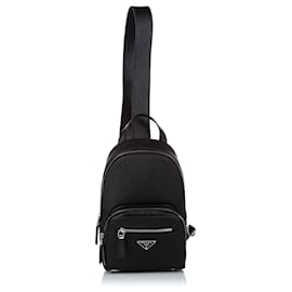 Prada Black Saffiano Backpack Black