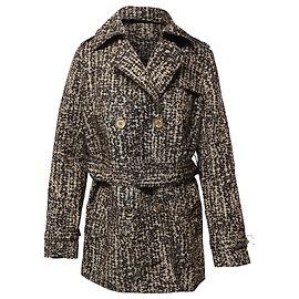 Michael Kors Printed Trench Coat in Brown Polyester Brown