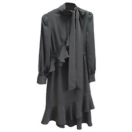 Marc by Marc Jacobs Abito a maniche lunghe con volant a cascata Co in crêpe nero Nero