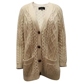 Nili Lotan-Nili Lotan Orion Cable-knit Cardigan Ivory Wool-White,Cream