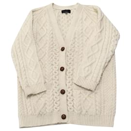 Nili Lotan-Nili Lotan Orion Cable-knit Cardigan Ivory Wool-White,Cream