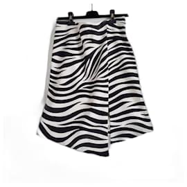 Vintage-asymmetrical 90s Y2K zebra-print skirt. Made in Italy.-Black,White