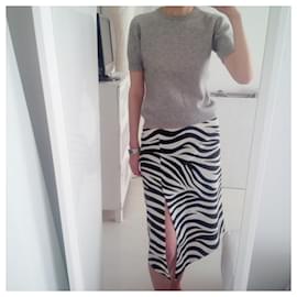 Vintage-asymmetrical 90s Y2K zebra-print skirt. Made in Italy.-Black,White