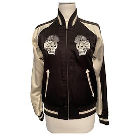 Bomber R13 reversível preto e creme seda e algodão Preto Cru