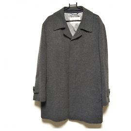 *[Used] BALMAIN coat long sleeves / name embroidery / winter dark gray Grey