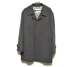 Balmain-*[Used] BALMAIN coat long sleeves / name embroidery / winter dark gray-Grey