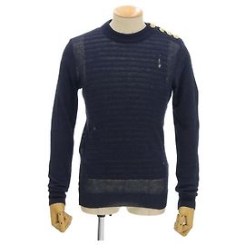 *[Occasion] Pull d'été Balmain Damage Processing bouton doré taille XS homme Bleu Marine